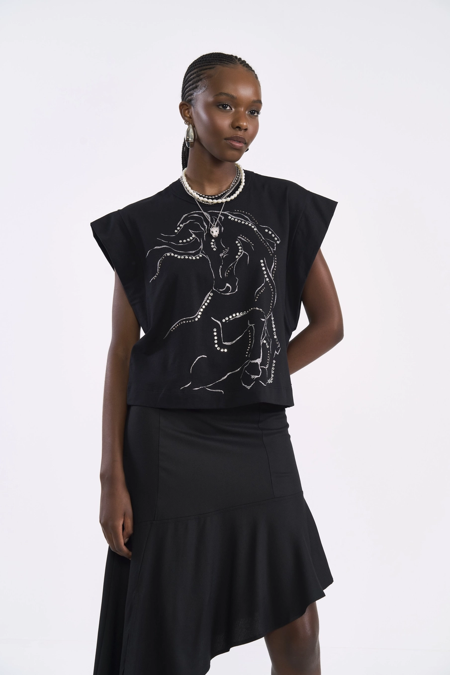 Camiseta Muscle Tee Com Aplicação Artística Preto