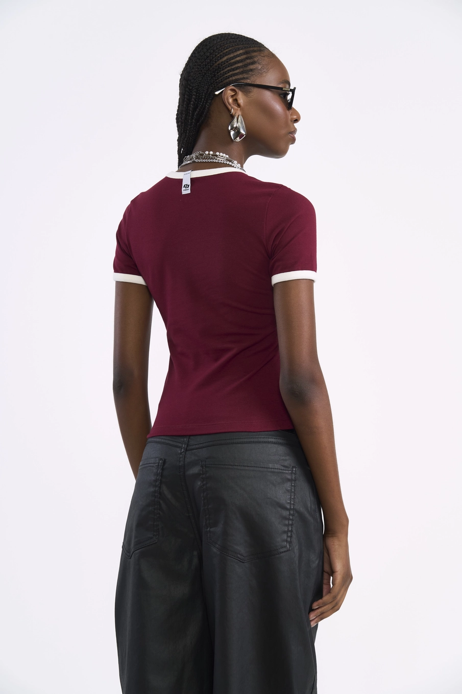 Camiseta Casual Slim Logo Detail Bordô