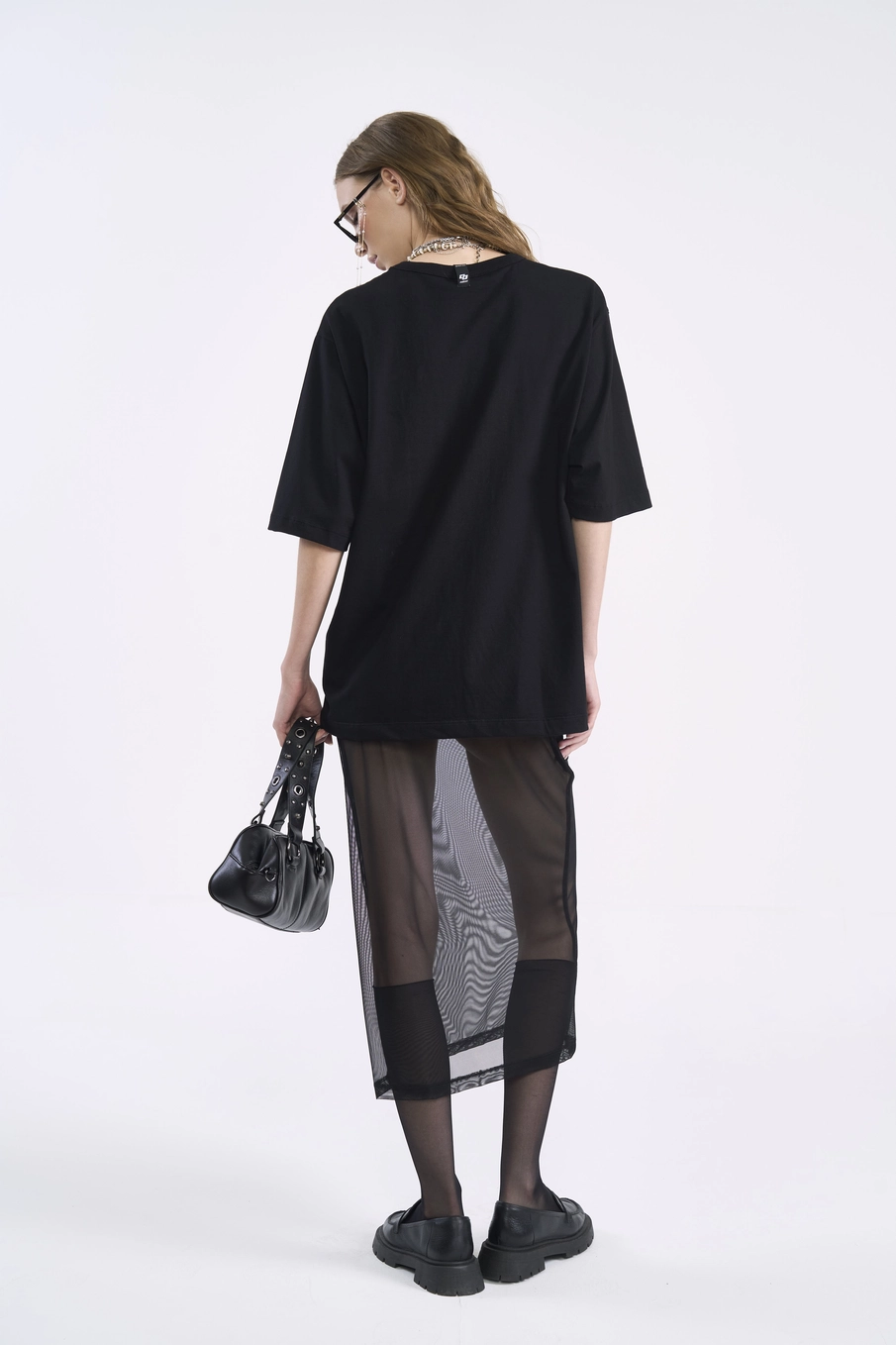 Camiseta Feminina Oversized Estampada Preto