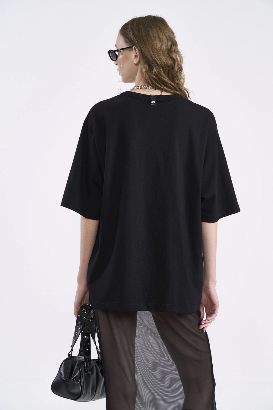 Camiseta Feminina Oversized Estampada Preto