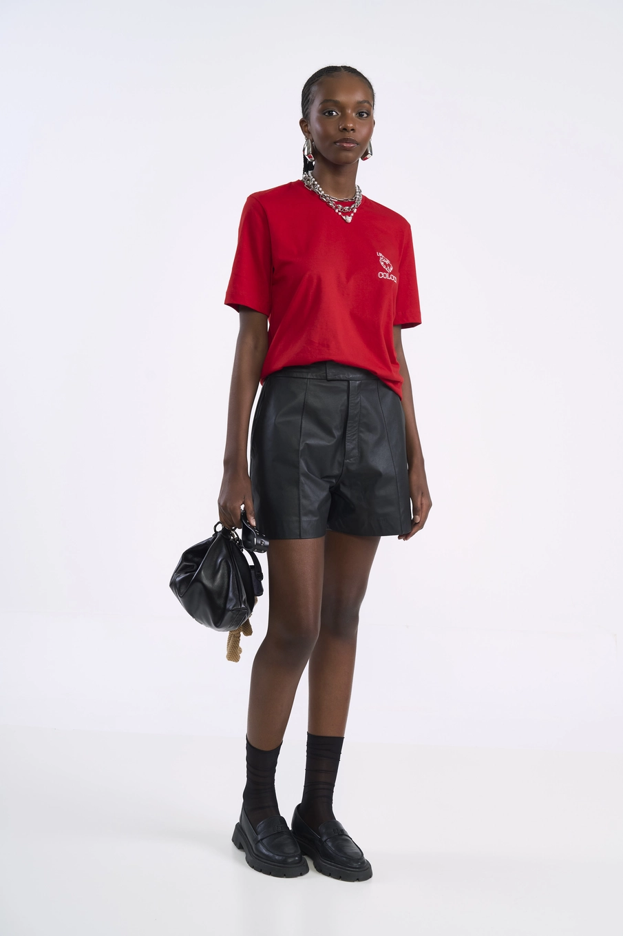 Camiseta Reta Com Estampa Frontal E Costas Vermelho