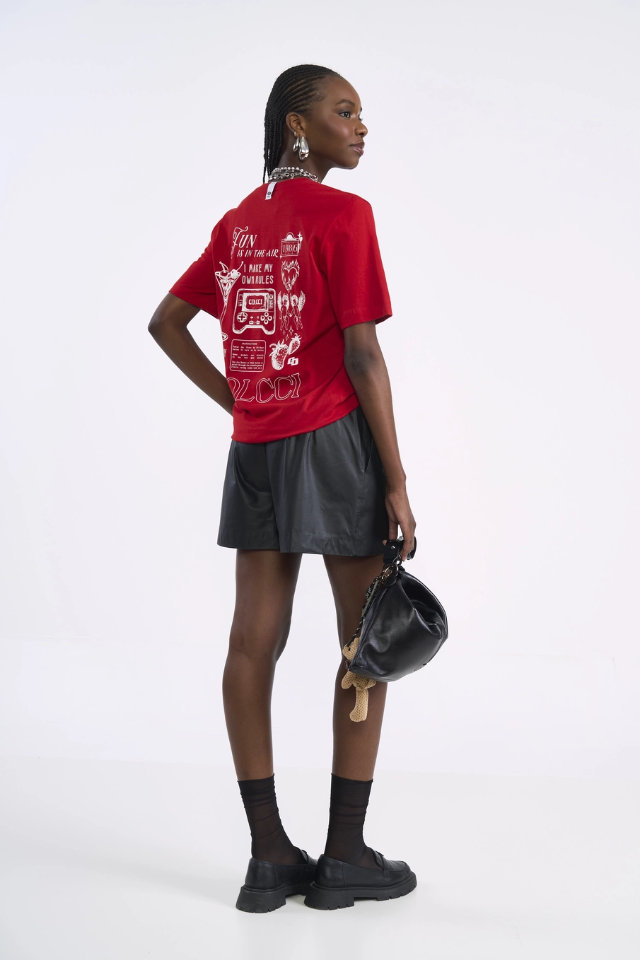 Camiseta Reta Com Estampa Frontal E Costas Vermelho