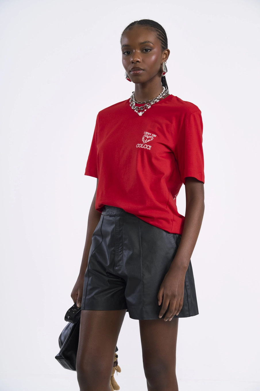 Camiseta Reta Com Estampa Frontal E Costas Vermelho