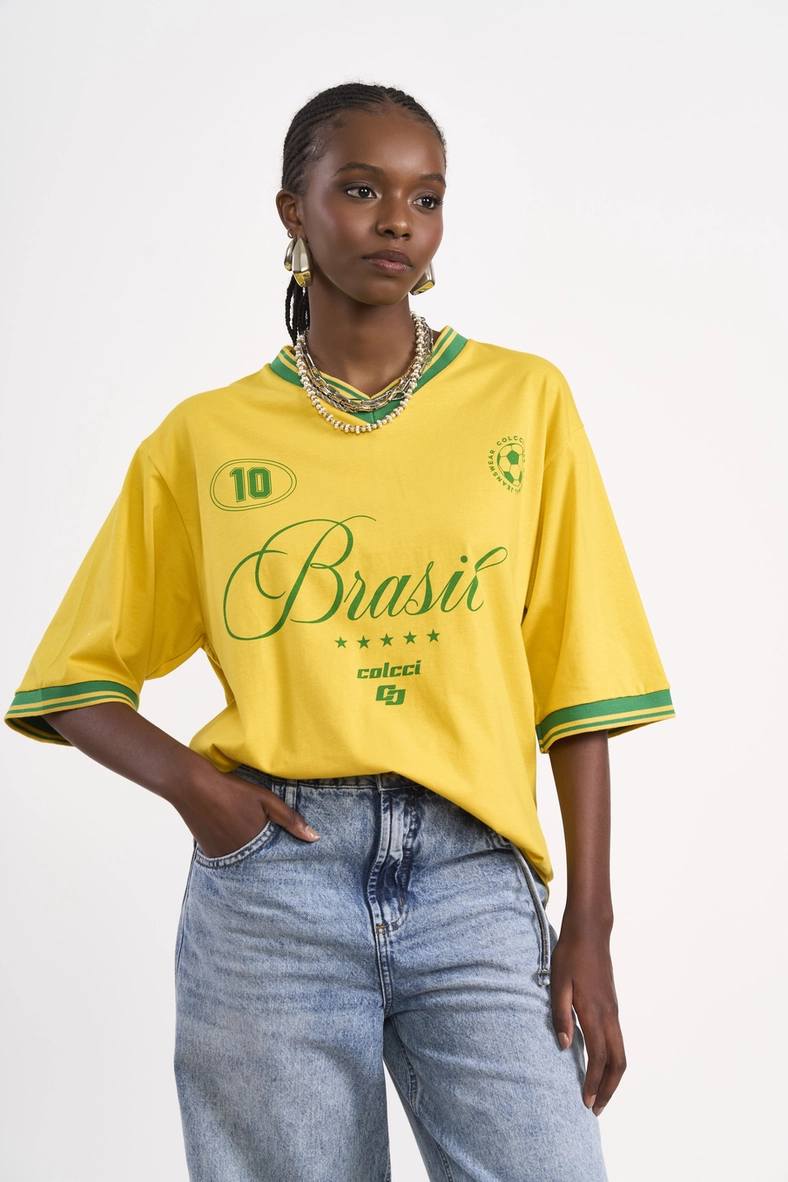 Camiseta Oversized Estampa Brasil
