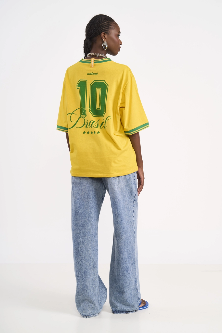 Camiseta Oversized Estampa Brasil Amarelo