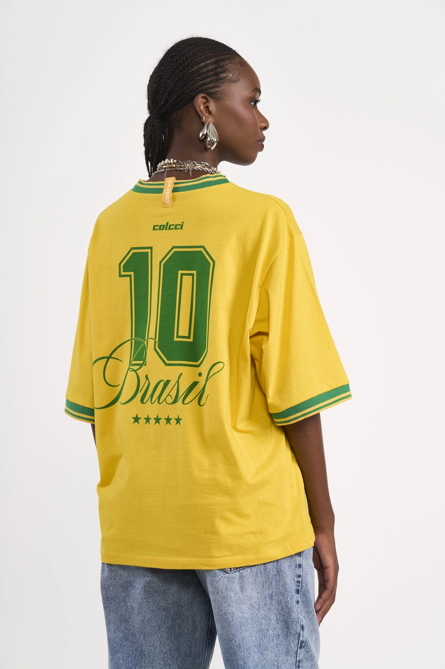 Camiseta Oversized Estampa Brasil Amarelo