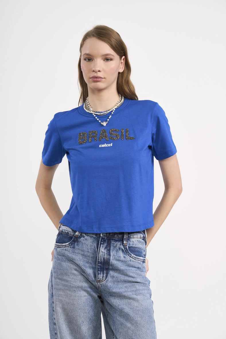 Camiseta Reta Brasil Core Com Aplicação Frontal