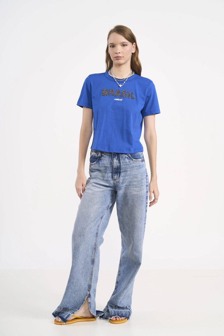 Camiseta Reta Brasil Core Com Aplicação Frontal Azul