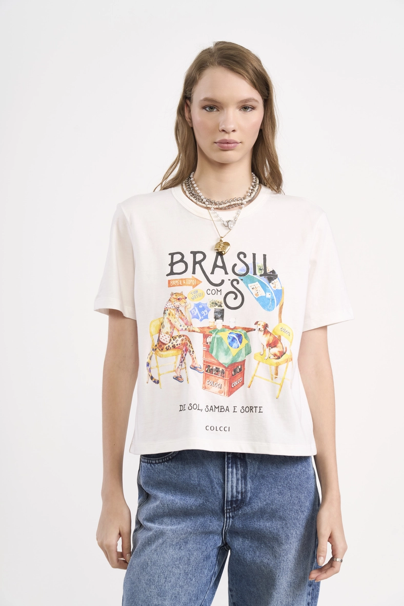 Camiseta Manga Curta Estampada Brasil Core