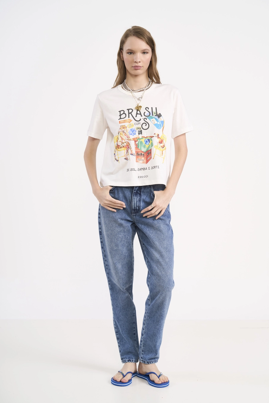 Camiseta Manga Curta Estampada Brasil Core Off Shell