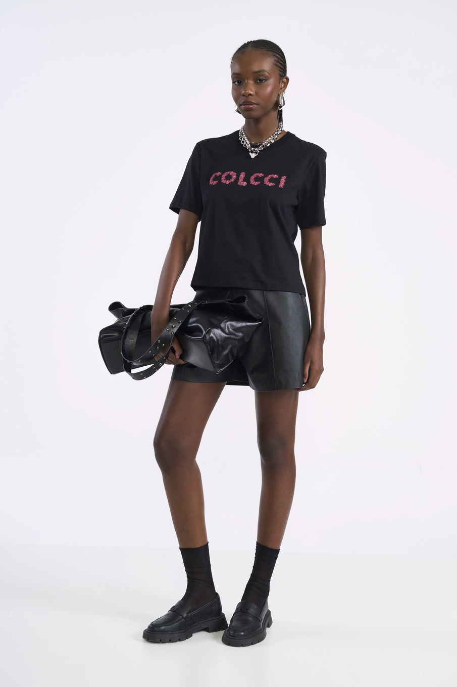 Camiseta Manga Curta Com Lettering Preto