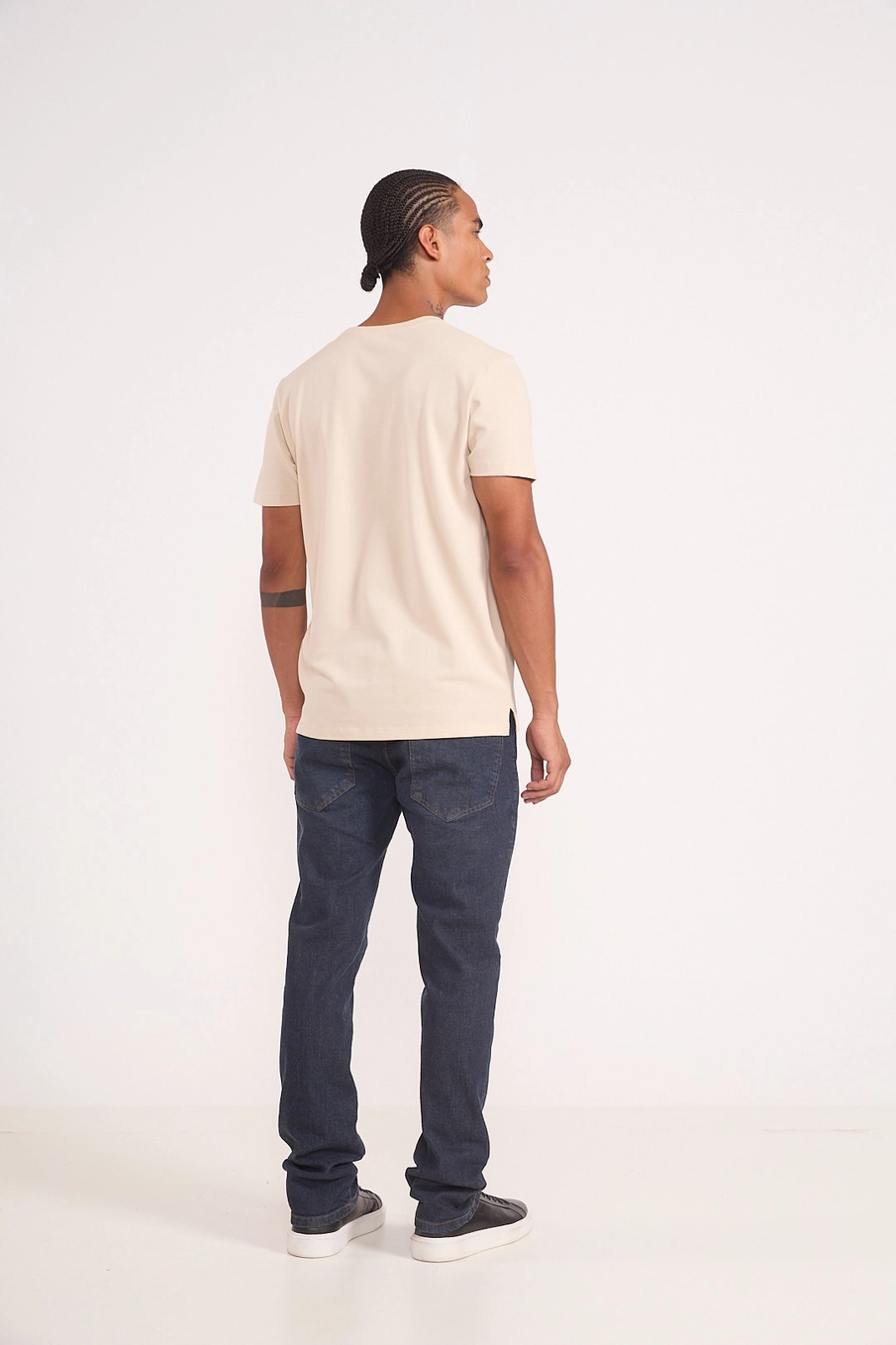Camiseta Masculina Manga Curta Básica Bege