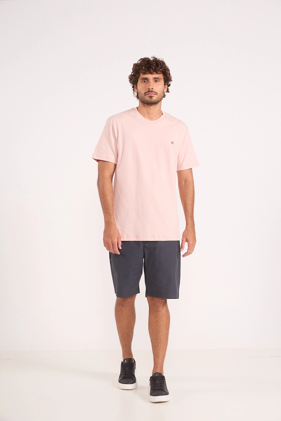 Camiseta Básica Logo Minimal Rosa