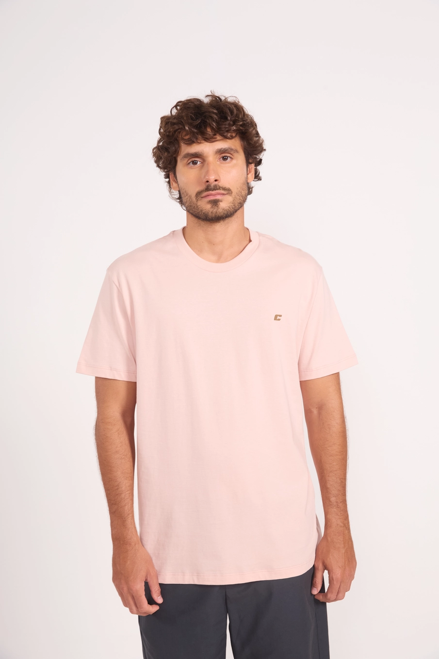 Camiseta Básica Logo Minimal Rosa
