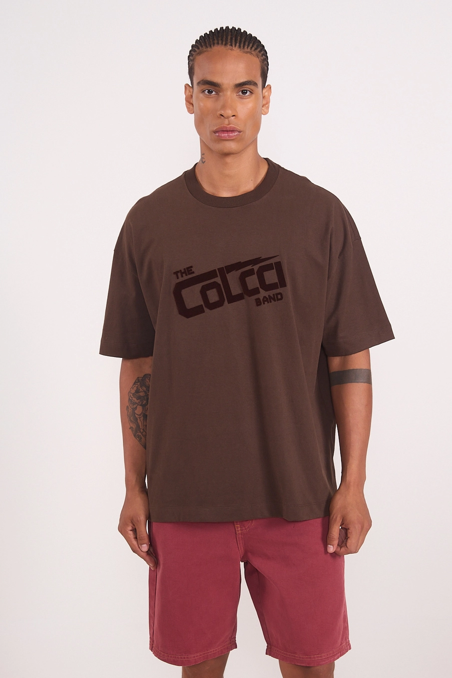 Camiseta Oversized Estampa Lettering Frontal Marrom Coconut