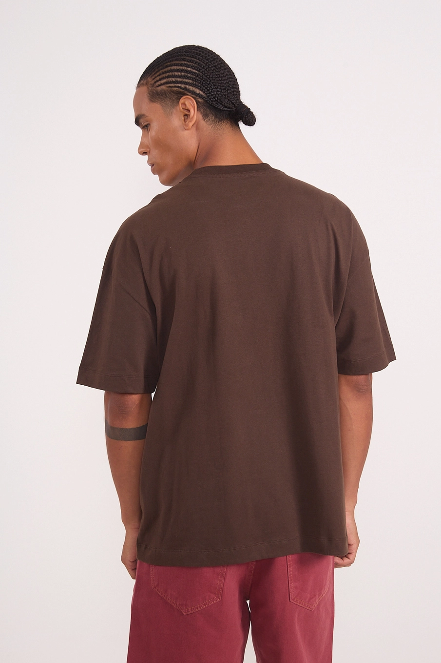 Camiseta Oversized Estampa Lettering Frontal Marrom Coconut