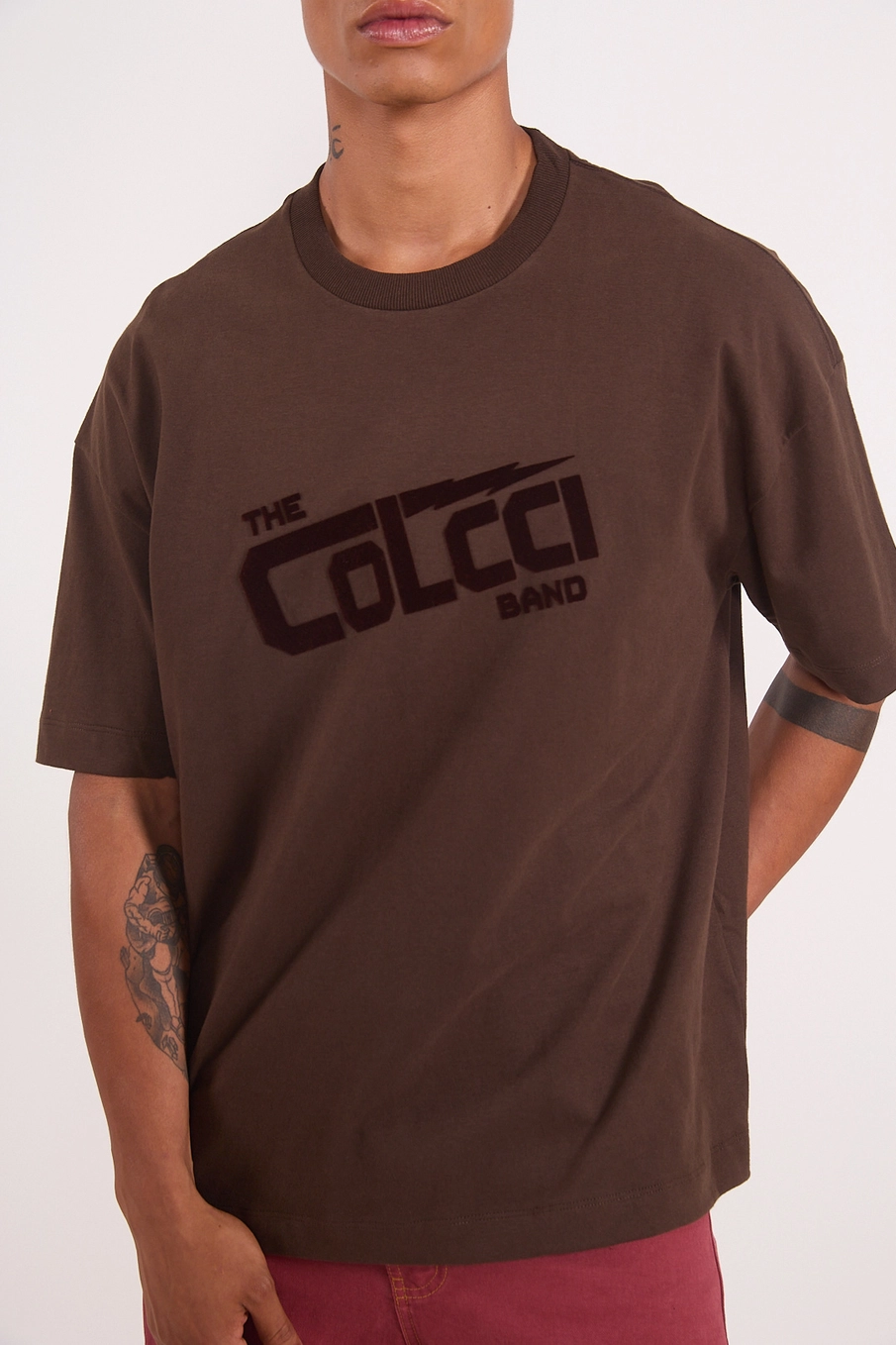 Camiseta Oversized Estampa Lettering Frontal Marrom Coconut