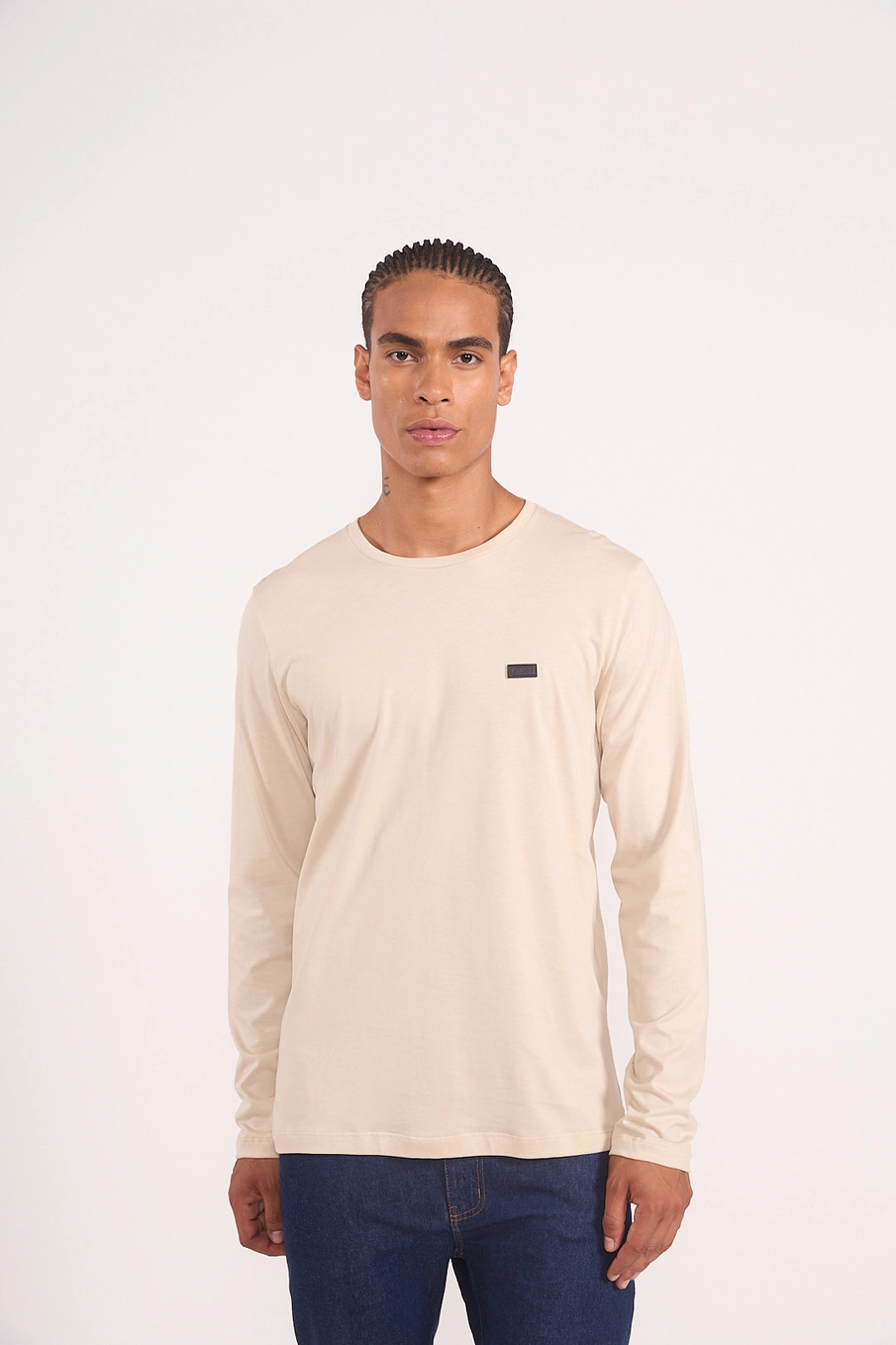 Camiseta Manga Longa Básica Bege