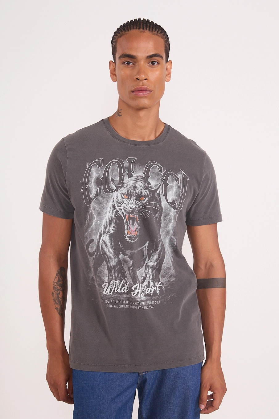 Camiseta Masculina Estampa Wild Heart Preto