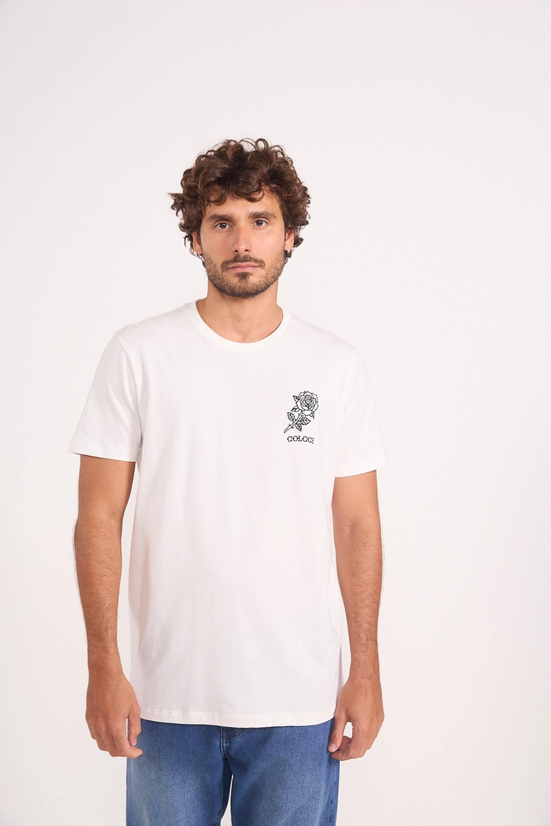 Camiseta Em Algodão Estampa Rosa