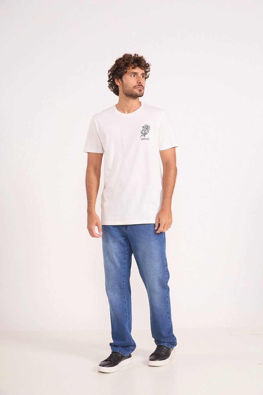 Camiseta Em Algodão Estampa Rosa Off Shell
