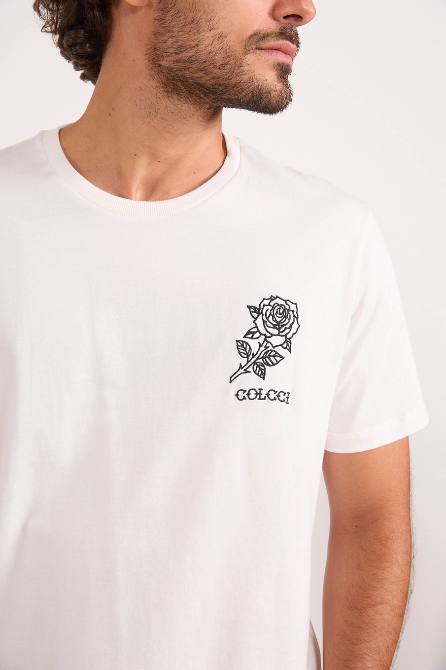 Camiseta Em Algodão Estampa Rosa Off Shell