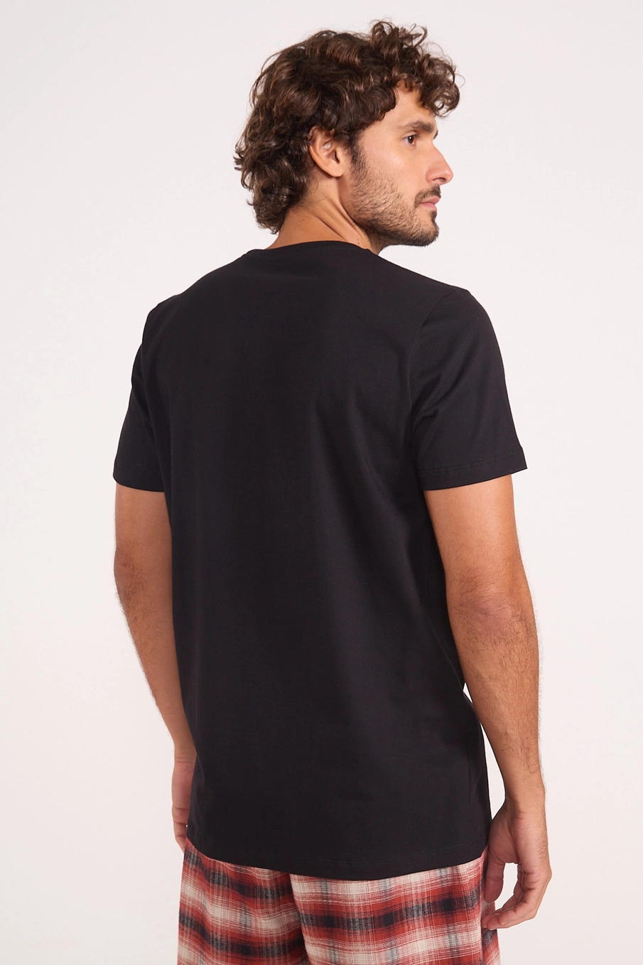 Camiseta Básica Reta Casual Preto