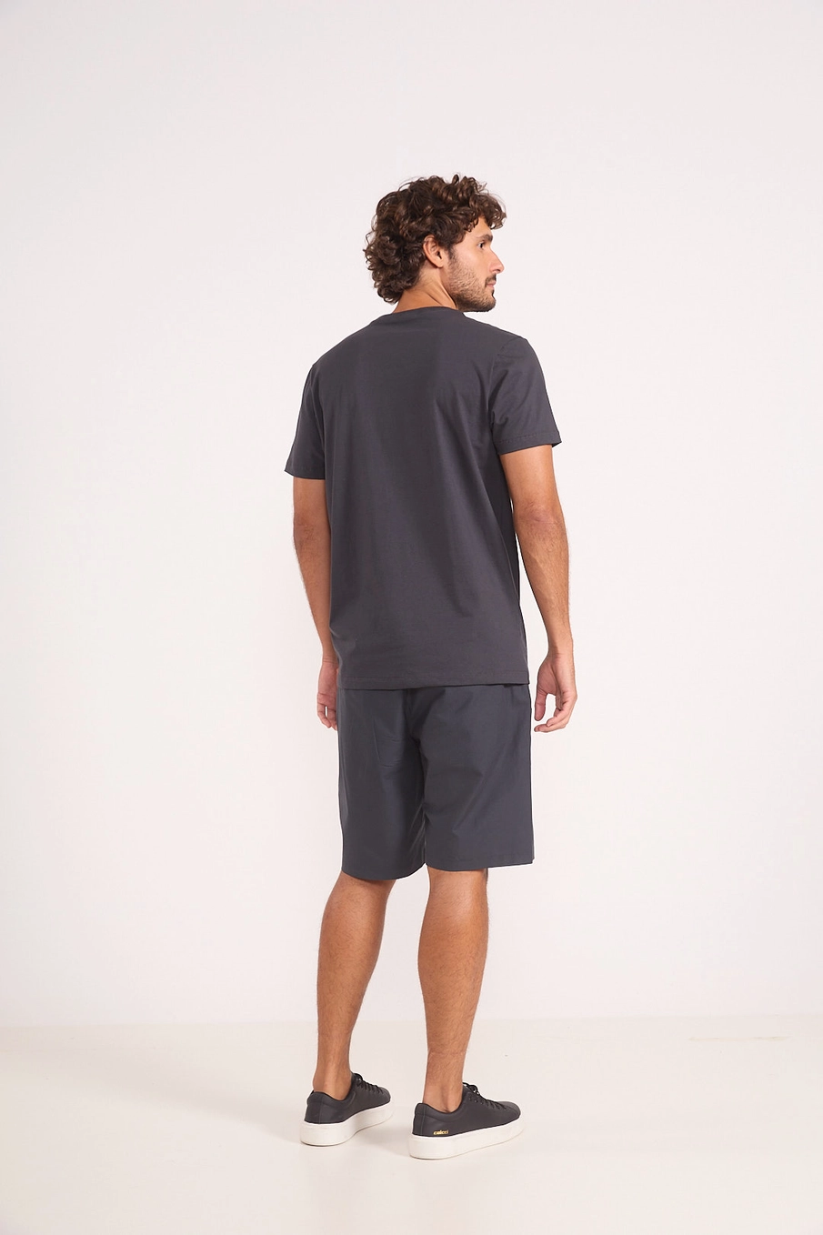 Camiseta Masculina De Algodão Slim Cinza