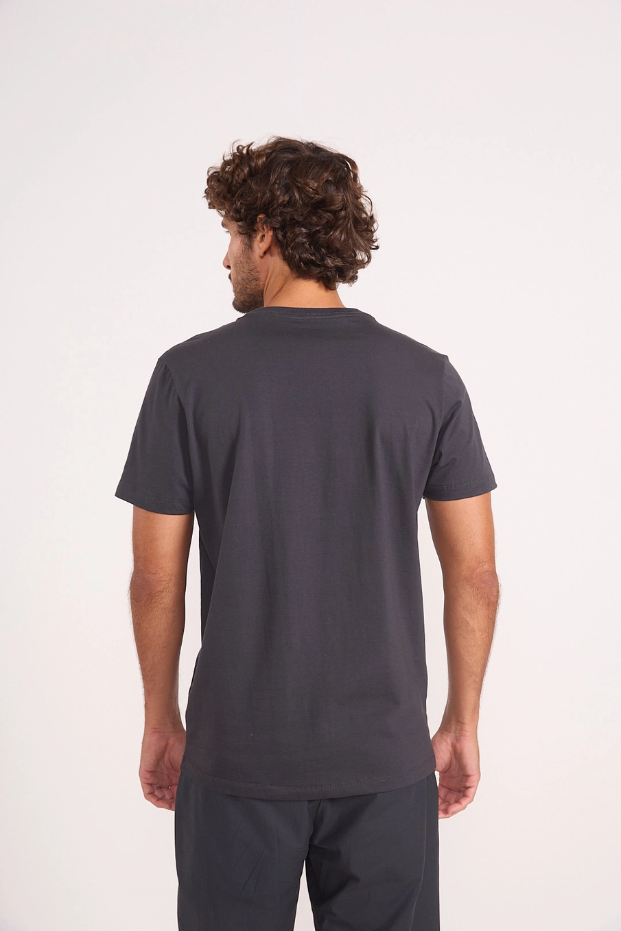 Camiseta Masculina De Algodão Slim Cinza