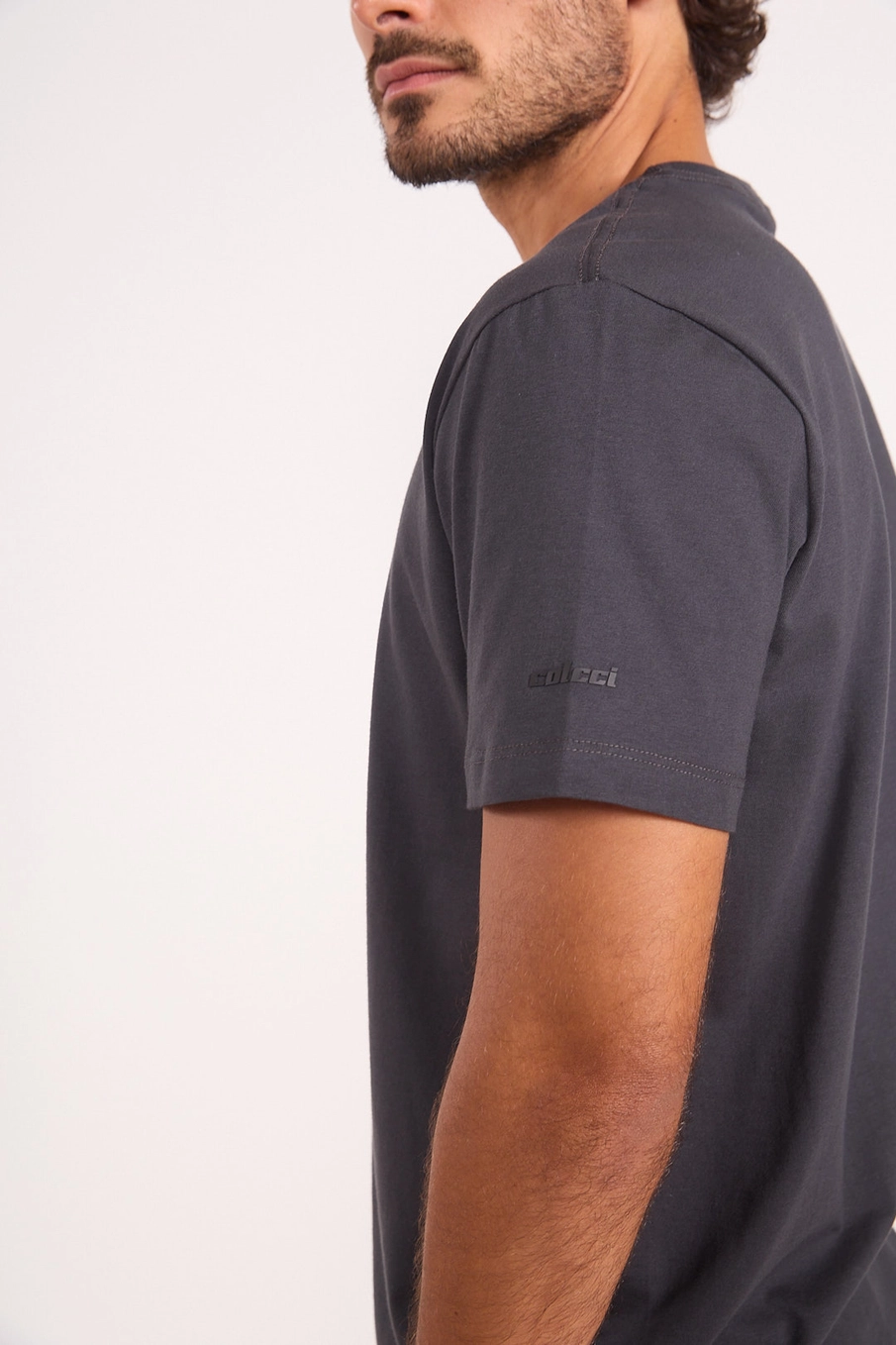Camiseta Masculina De Algodão Slim Cinza