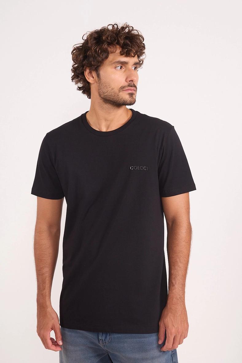 Camiseta Regular Básica Com Logo Aplicado