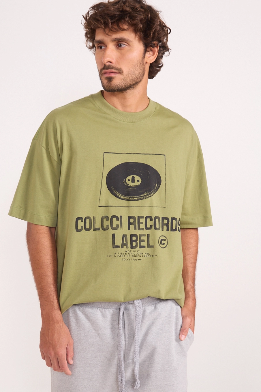 Camiseta Masculina Estampada Records Label Verde