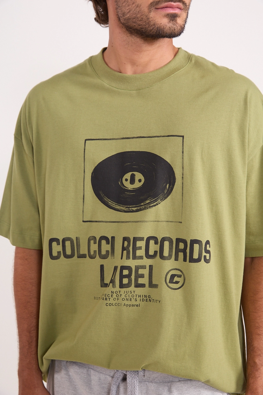 Camiseta Masculina Estampada Records Label Verde