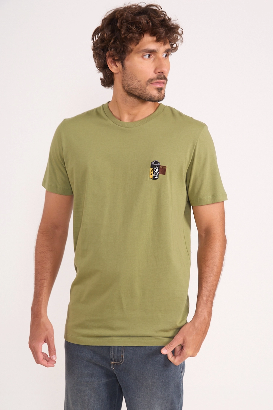 Camiseta Masculina Com Patch Verde