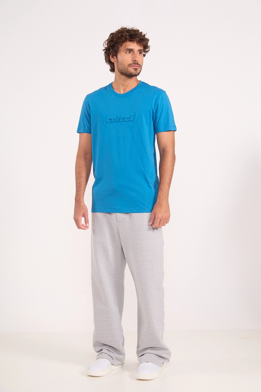 Camiseta Regular Com Logo Em Relevo Azul