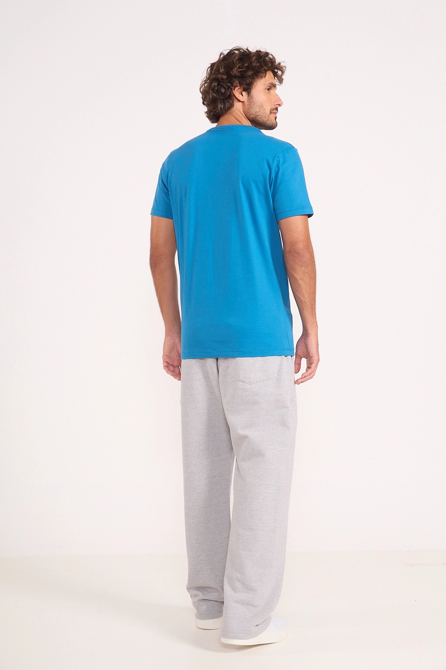 Camiseta Regular Com Logo Em Relevo Azul