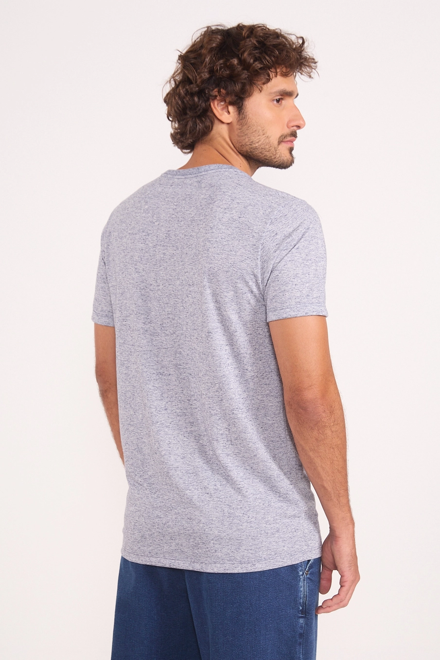 Camiseta Masculina De Poliéster E Linho Mescla Azul