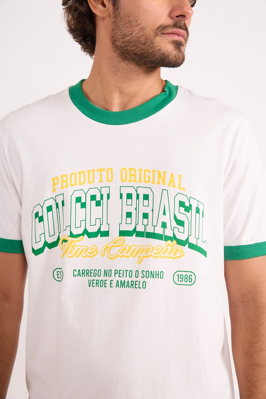Camiseta Casual Brasil Vintage Off Shell