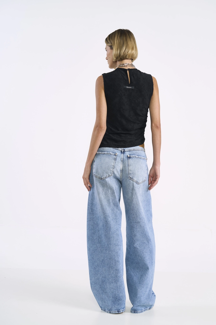 Blusa Justa Com Detalhe Lateral Drapeado Preto