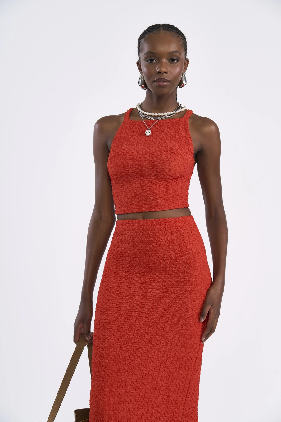 Blusa Cropped Texturizada Laranja