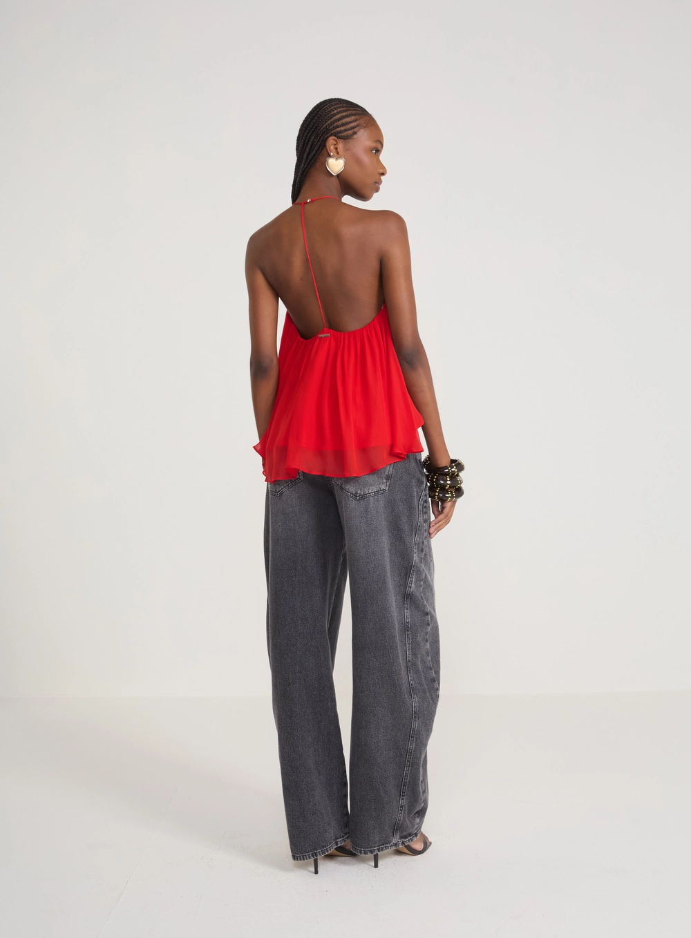 Blusa Frente Única Fluida Vermelho