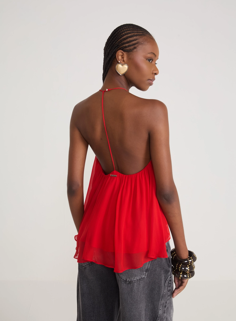 Blusa Frente Única Fluida Vermelho