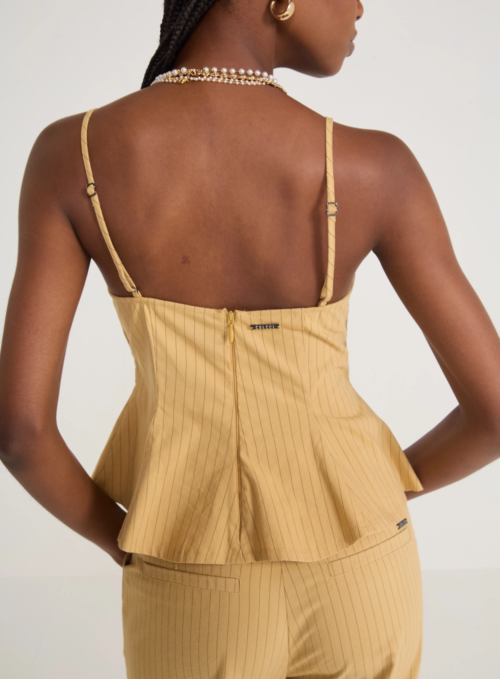 Blusa Peplum Alfaiataria Risca De Giz Estampados