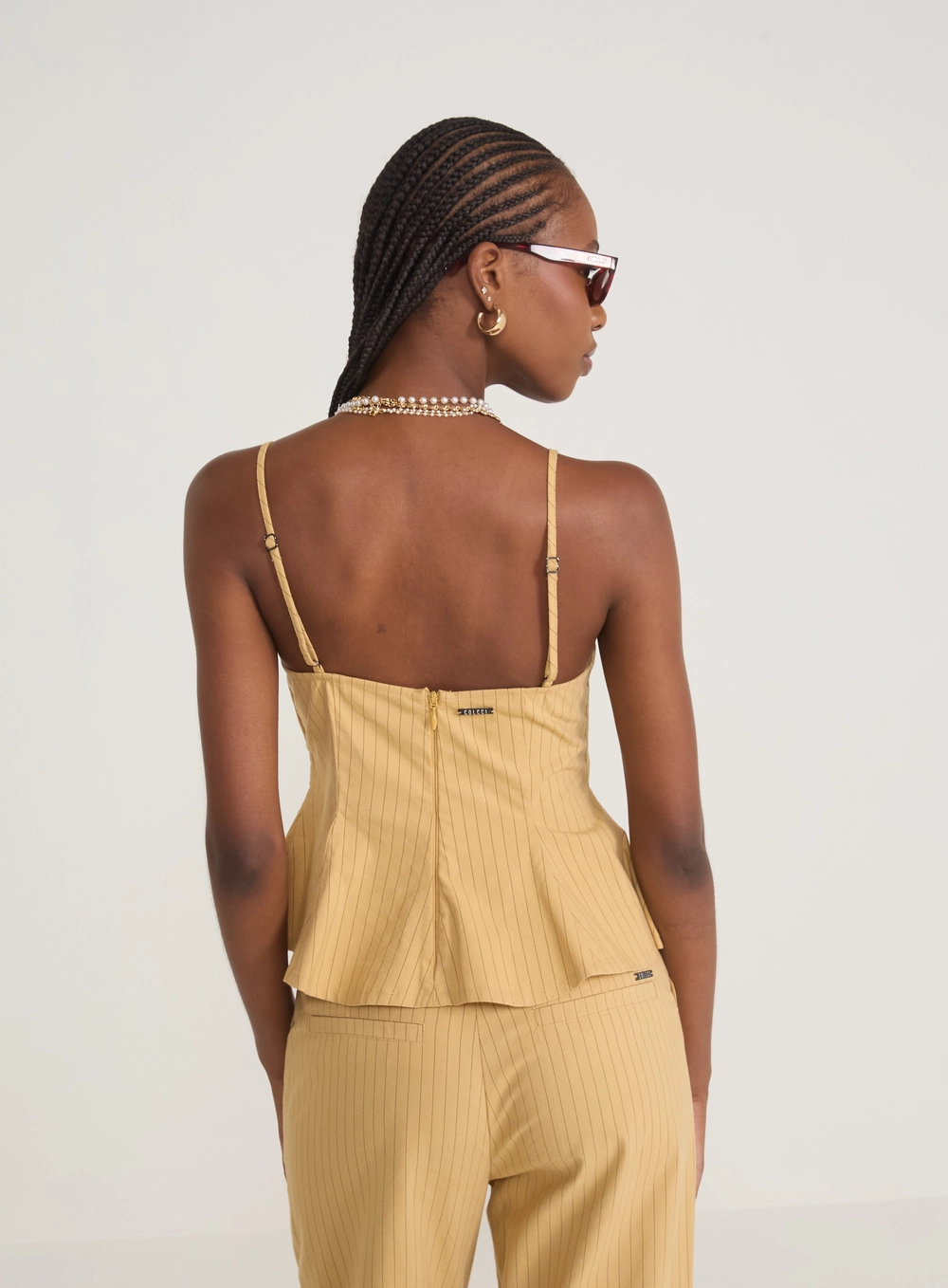 Blusa Peplum Alfaiataria Risca De Giz Estampados