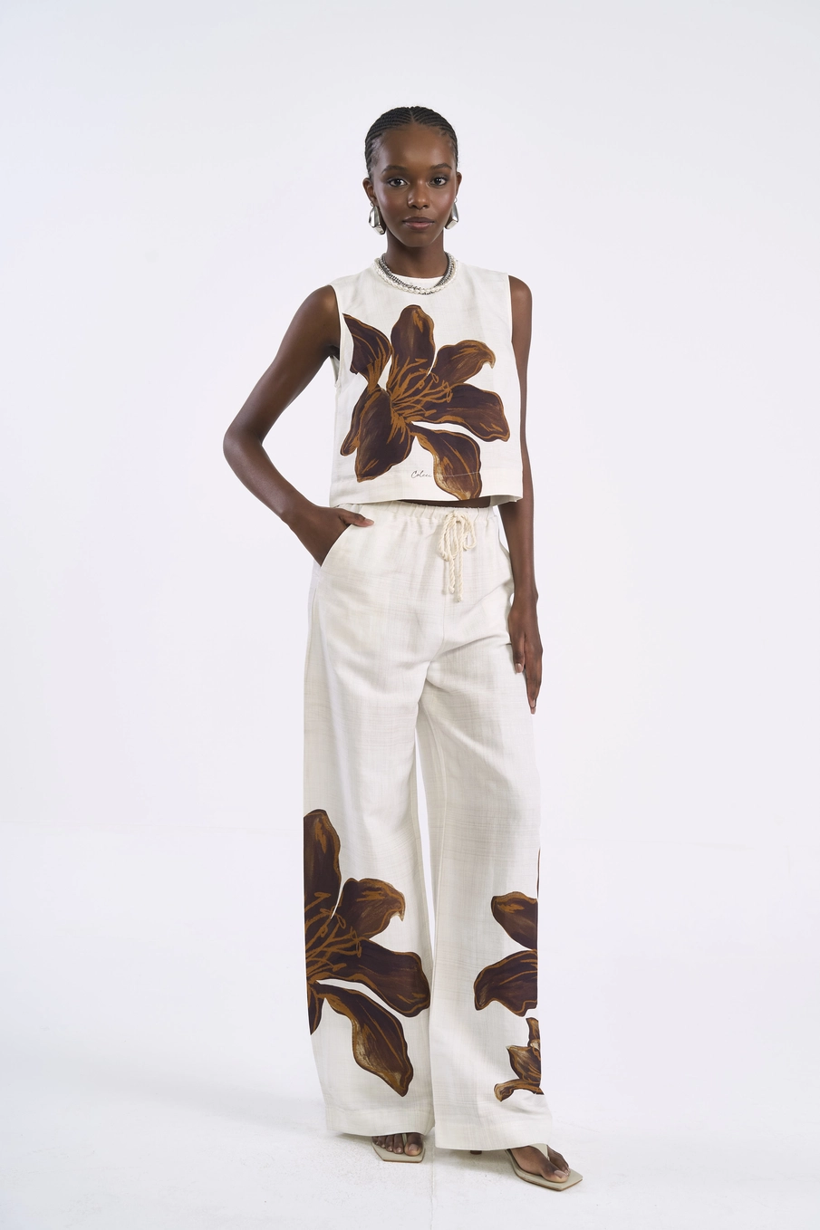 Blusa Maxi Flora Reta Com Linho Estampados