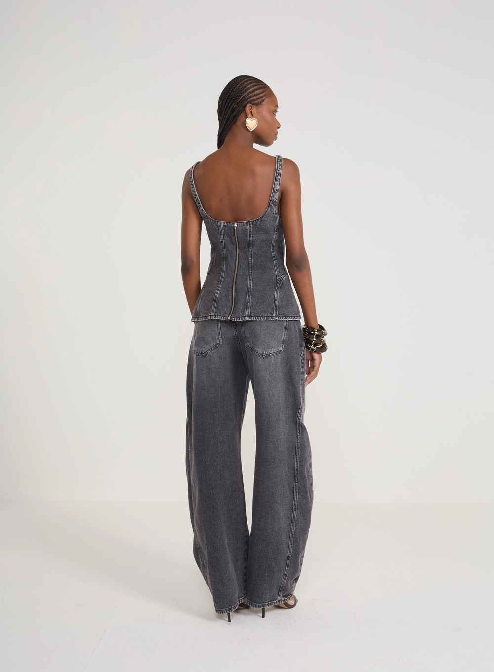 Blusa Corselet Jeans Indigo Preto
