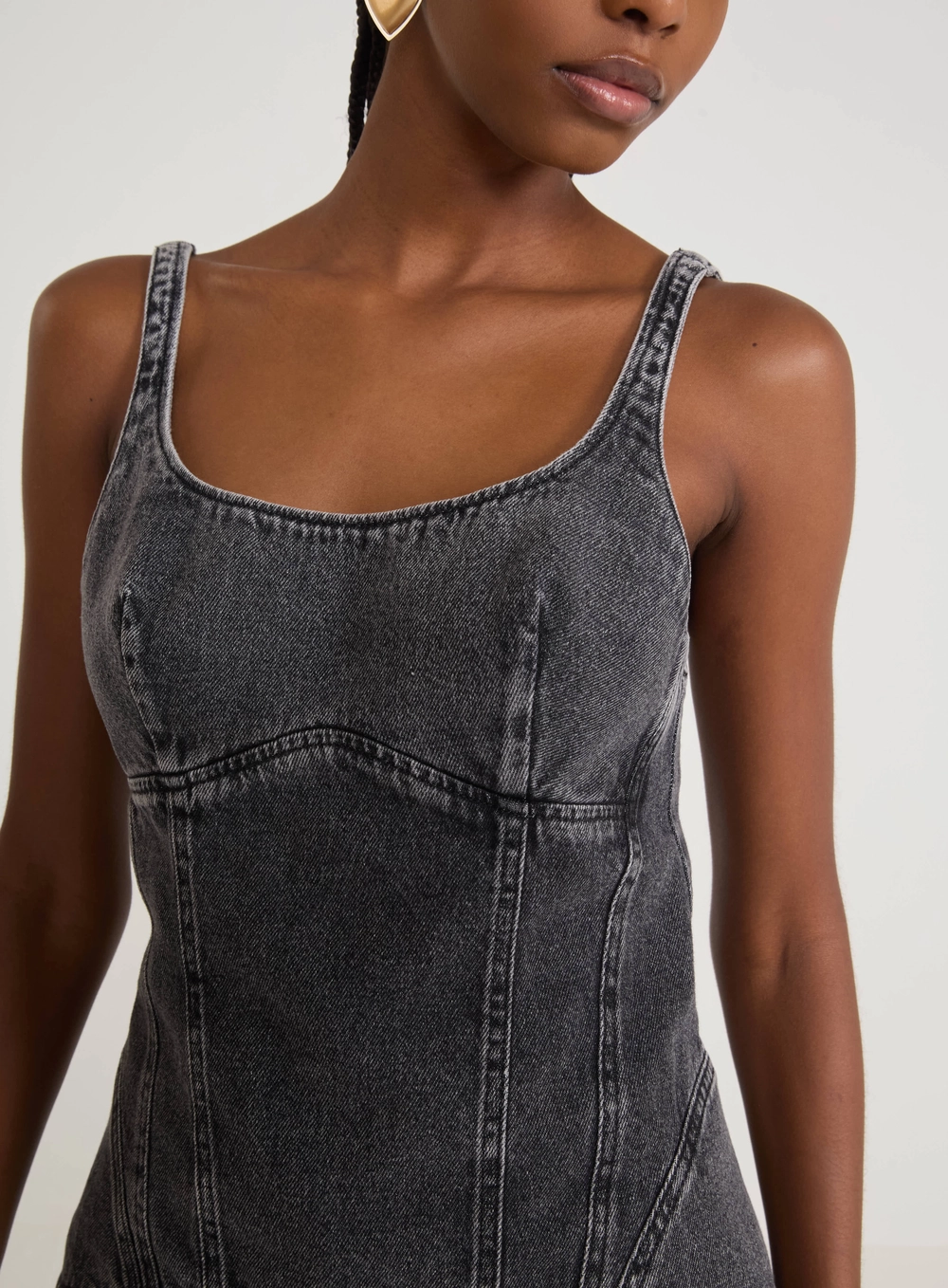 Blusa Corselet Jeans Indigo Preto