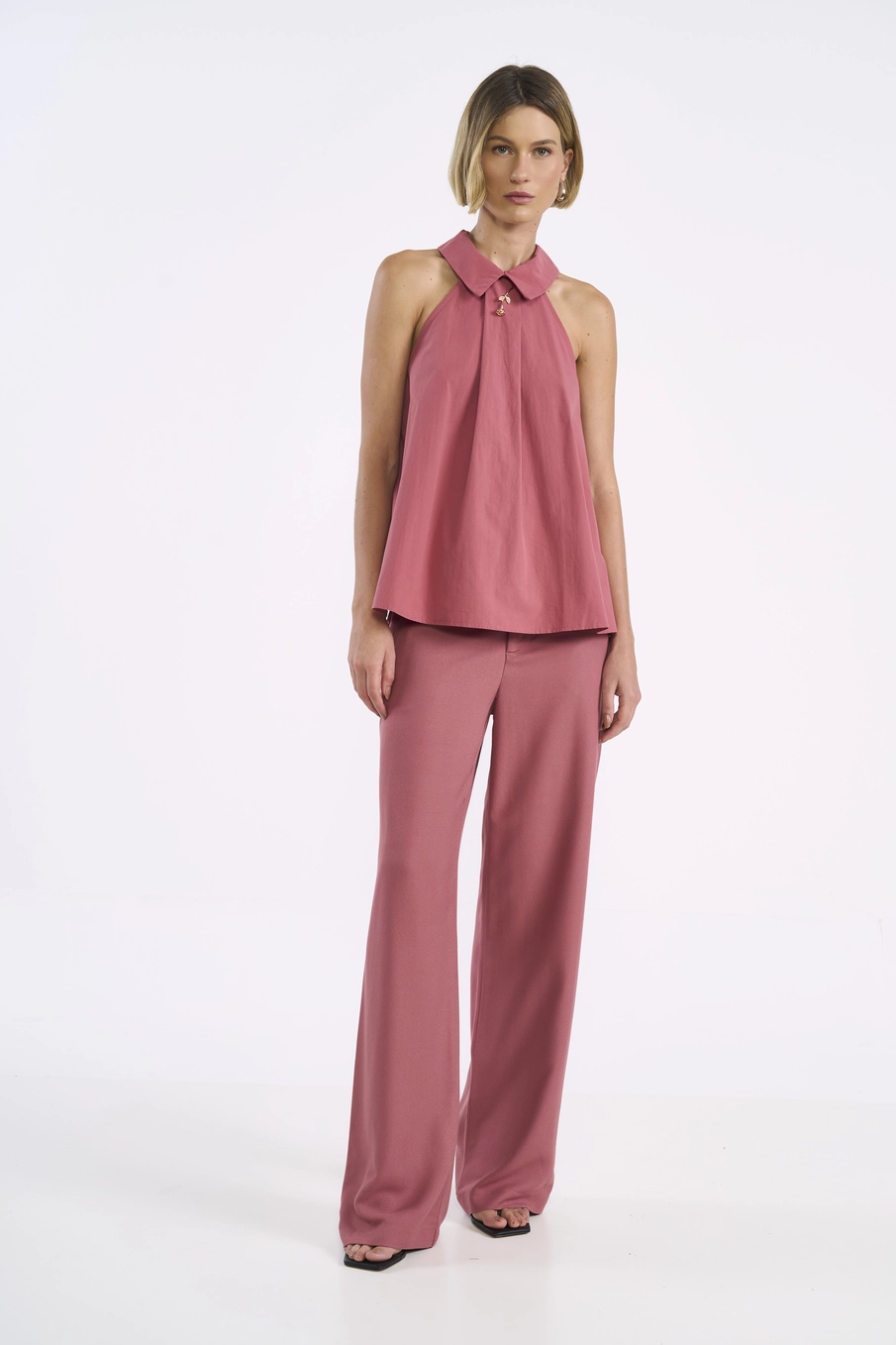 Blusa Sem Mangas Halter Rosa