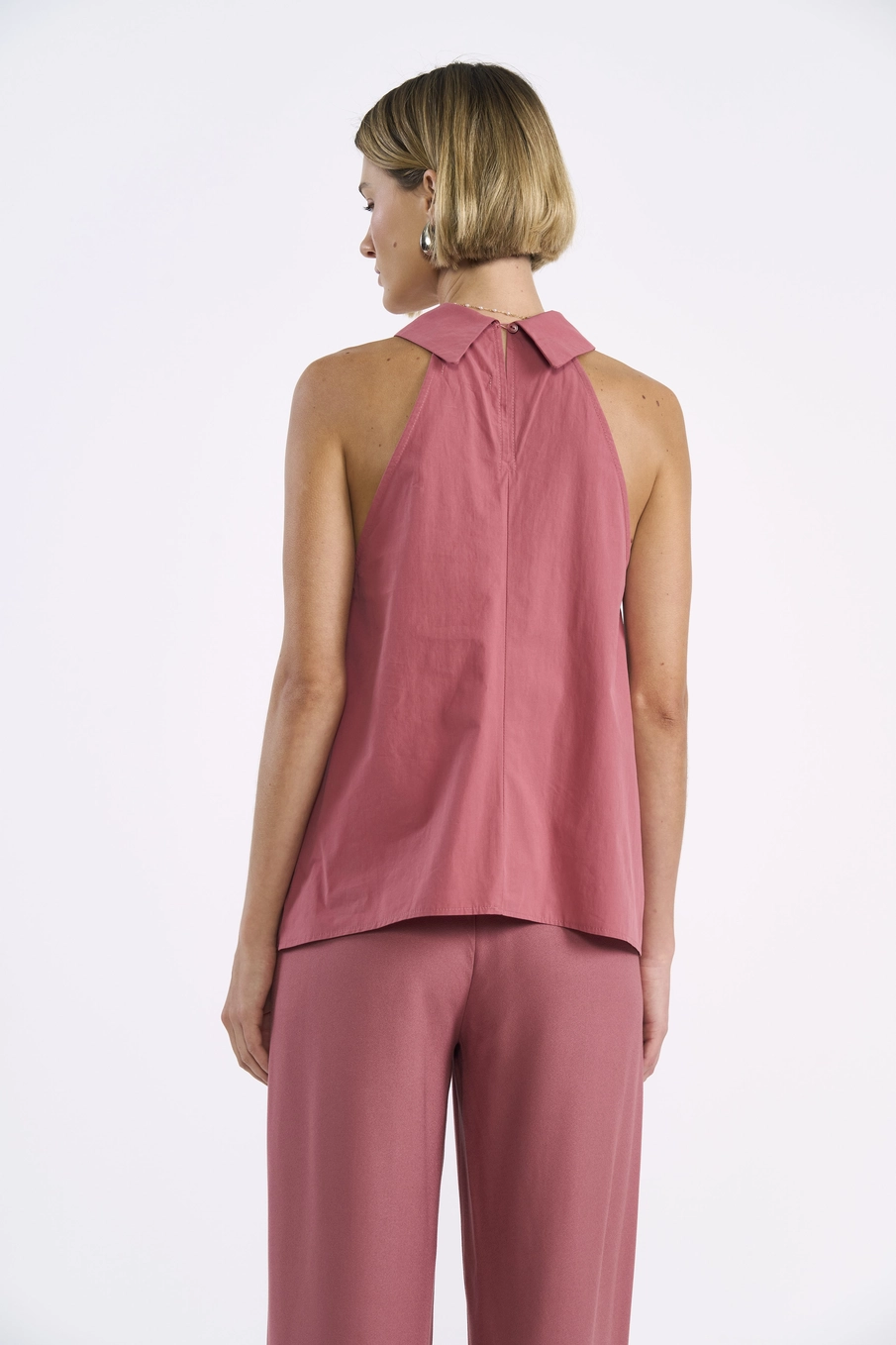 Blusa Sem Mangas Halter Rosa