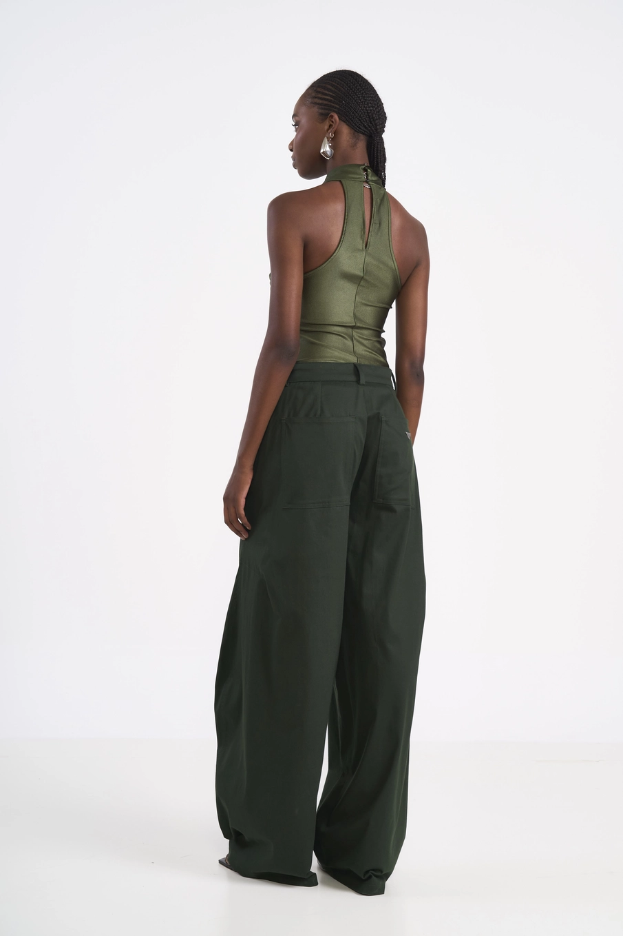 Blusa Halter Slim Metalizada Verde